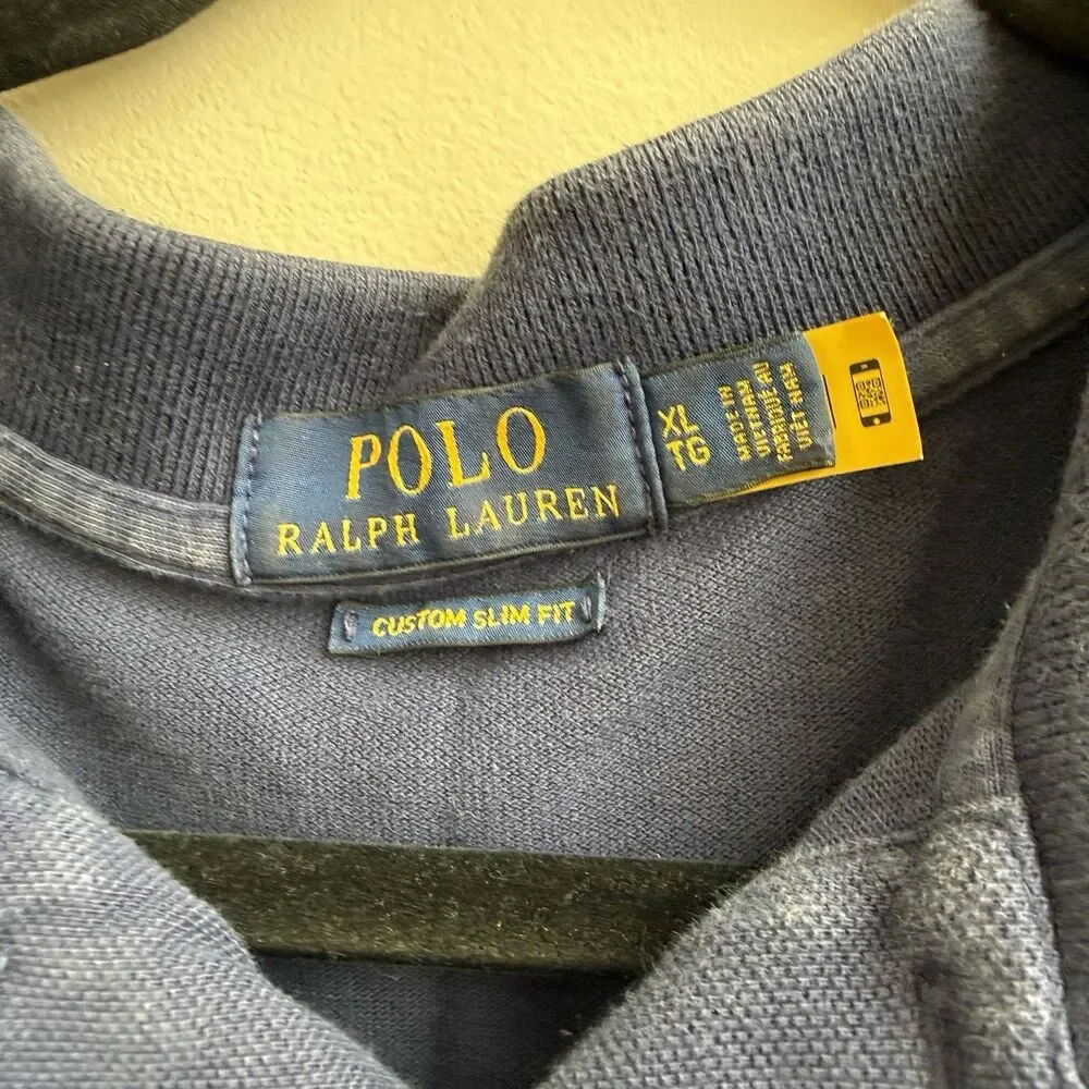 Classic Polo Ralph Lauren Bear Navy Blue American Bear Custom Slim Fit Size XL